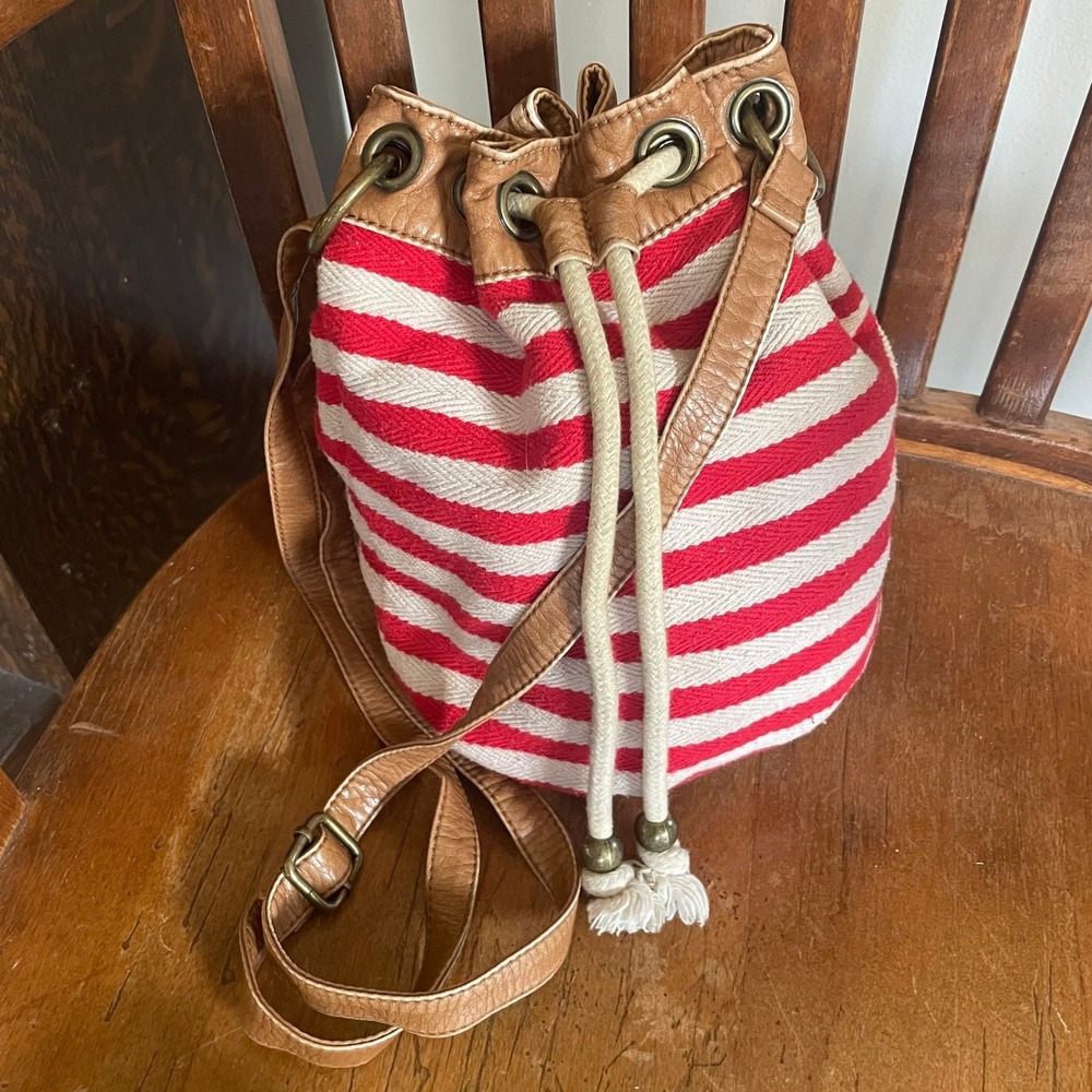 RETRO Arizona Jean Co Slouchy Canvas Rope Drawstring Bucket Bag Crossbody 2010s